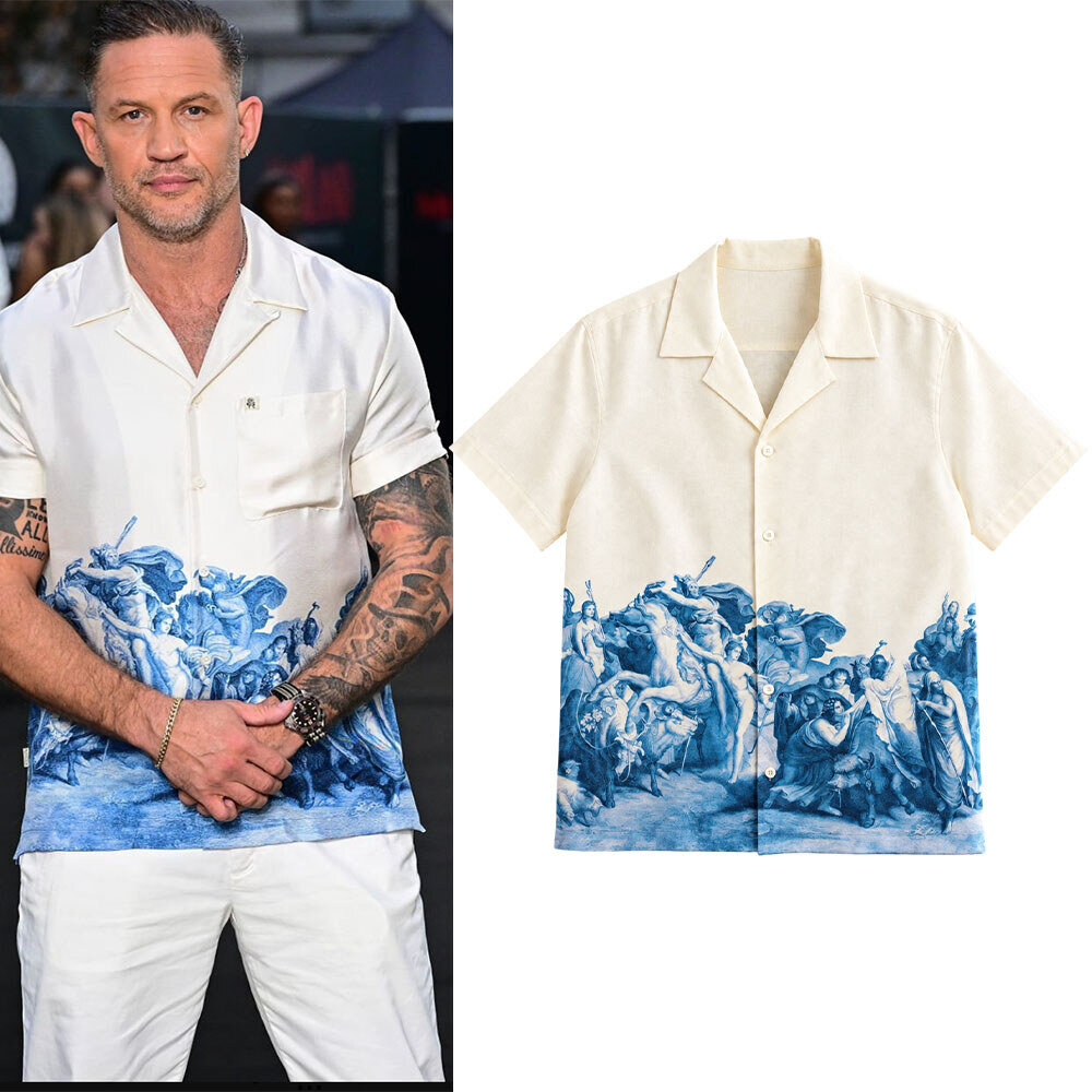 Tom Hardy Vintage Renaissance Blue Toile Hawaiian Shirt