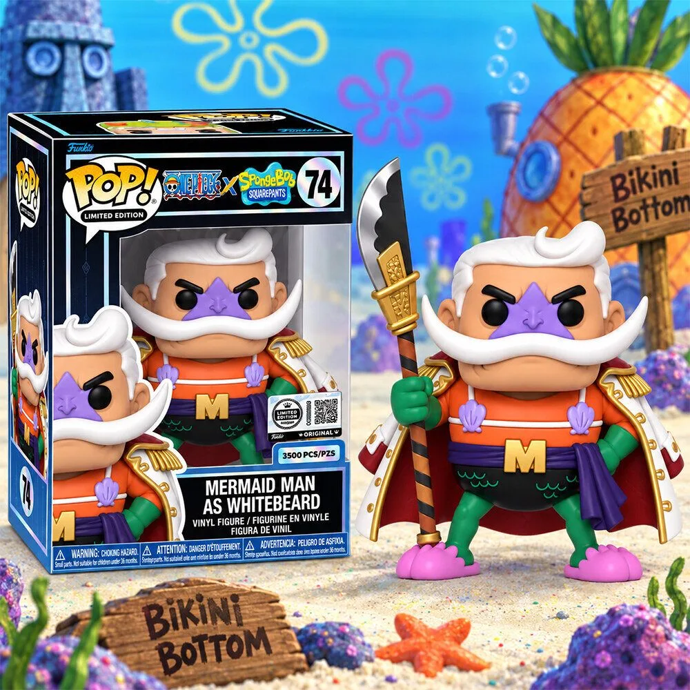 One Piece x SpongeBob Mermaid Man As Whitebeard Limited Edition Funko Pop Figure