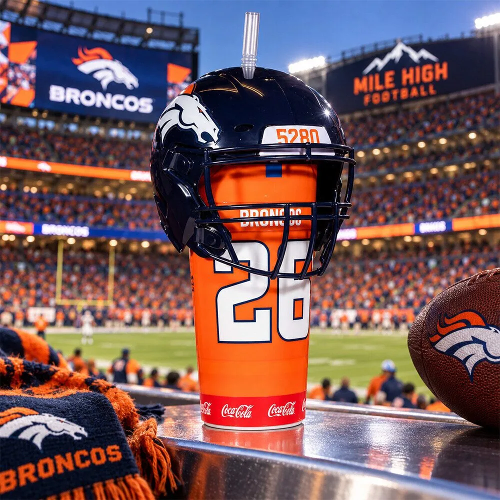 Denver Broncos Helmet Tumbler Cup With Straw 2026 Edition