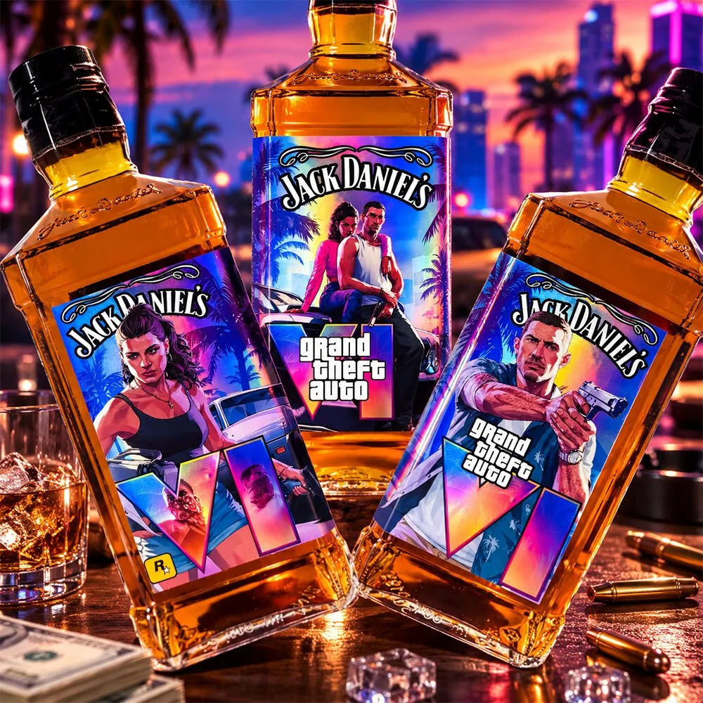 Limited Edition Jack Daniel's Grand Theft Auto VI GTA 6 Drink Wrap Whiskey Bottle 4 limited edition jack daniel s grand theft auto vi gta 6 drink wrap whiskey bottle gallery 1