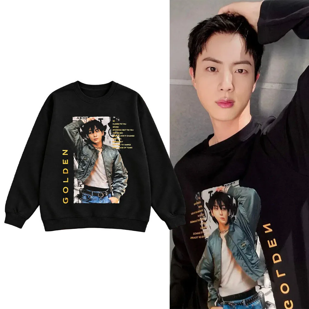 BTS Seok-jin Wearing Jungkook Golden ICN Airport Departure Sweatshirt Shirt