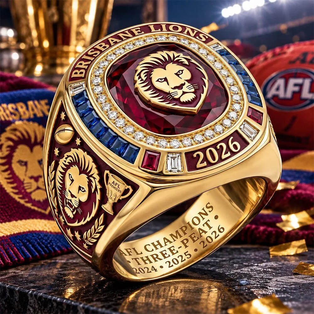 Brisbane Lions 2026 AFL Champions Three Peat Gold Championship Replica Ring