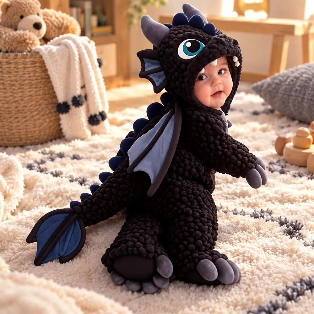 Cozydrakeee Toothless Baby Black Dragon Costume Onesie 2026 Cute Plush Hooded Jumpsuit